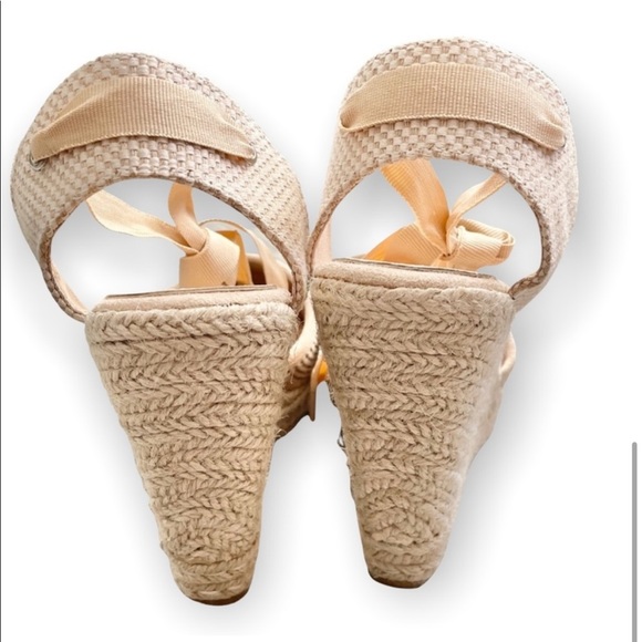 Catherine Malandrino Zavey woven platform espadrilles rhinestone size 8 neutral - Picture 9 of 9